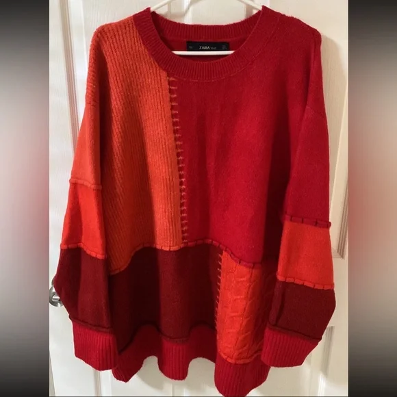 orange sweater dress zara ZARA NEW OVERSIZED KNIT SWEATER DRESS MIDI ORANGE fits M - XL ** RUNS LARGE **